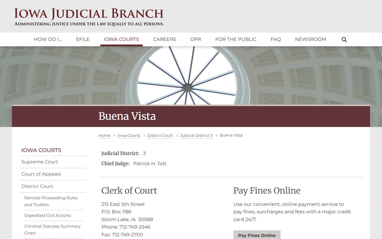 Buena Vista County court records after jail arrest court page